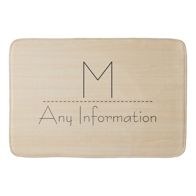 Wood Grain Texture Monogram Bath Mat (Front)