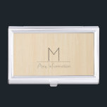 Wood Grain Texture Monogram Business Card Holder<br><div class="desc">Wood Grain Texture Monogram. Remove or change Information prior to purchase. Design is available on other products.</div>