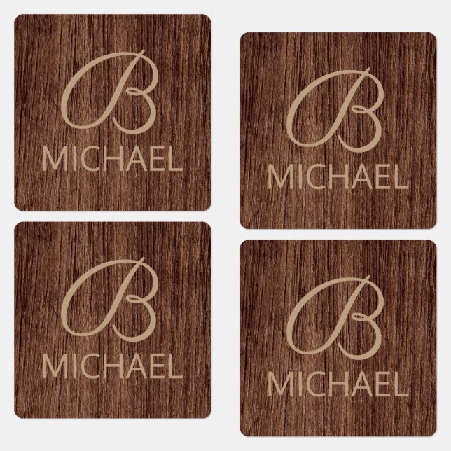 Wood Grain Timber With Monogram Personalised Name (Group)