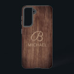 Wood Grain Timber With Monogram Personalised Name Samsung Galaxy Case<br><div class="desc">Wood Grain Timber With Monogram Personalised Name Smartphone Samsung Galaxy Phone Case features a rustic timber wood background with your monogram and personalised name. Perfect gift for Christmas,  birthday,  Father's Day and more. Designed by © Evco Studio</div>