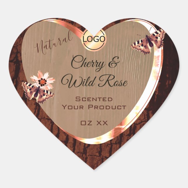 Wood Grain Tree Bark Product Label Butterfies Logo (Front)