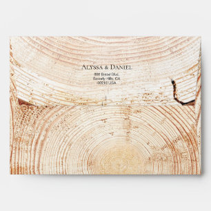 Wood grain tree ring wedding Custom address Envelope