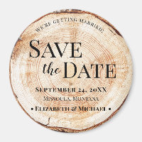 Wood grain tree slice Save the Date
