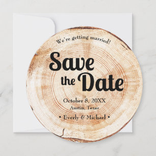 Wood Grain Tree Stylish Engagement Photo unique  Invitation