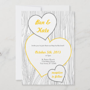 Wood Grain Wedding Invitations - Yellow and Grey