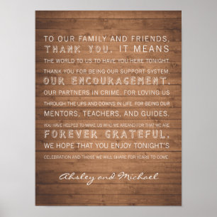 Wood Grain wedding thank you sign rustic