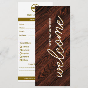 Wood Grain Welcome Church Connection Card