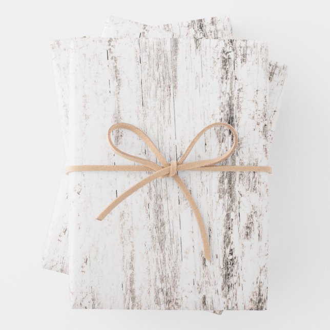 Wood Grain White Rustic Country Texture Decoupage Wrapping Paper Sheet (In situ)