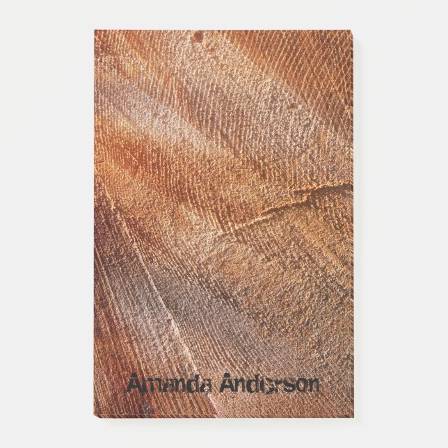 Wood Grain with Personalised Text Post-it Notes (Front)