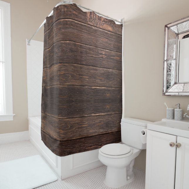Wood Grain Wooden Plank Country Rustic Barn Shower Curtain (In Situ)