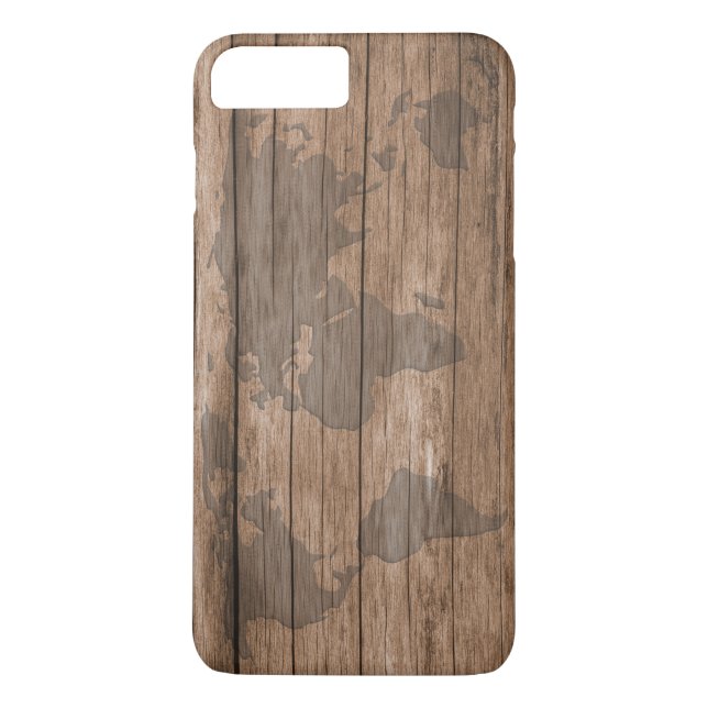 Wood Grain World Map Texture Case-Mate iPhone Case (Back)