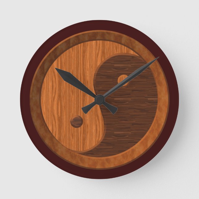 Wood Grain Yin Yang Novelty Wall Clock (Front)