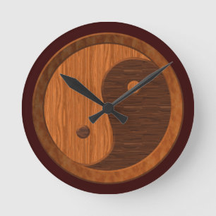 Wood Grain Yin Yang Novelty Wall Clock