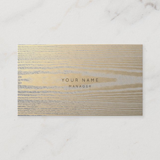 Wood Gray Silver Gold Metallic Appointment Card (Front)