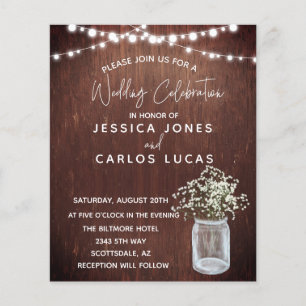 Wood Gypsophila Baby's Breath Mason Jar Budget