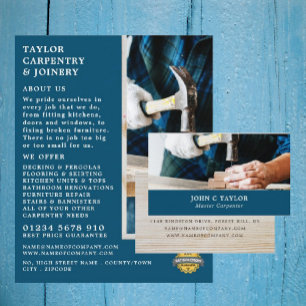 Wood & Hammer, Carpentry, Carpenter Advertising Flyer