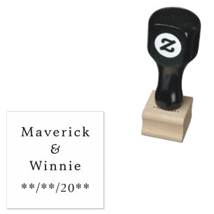 Wood Handle Stamp with Couple’s Name and Date