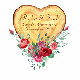 Wood heart and roses Country Love custom Photo Sculpture Magnet