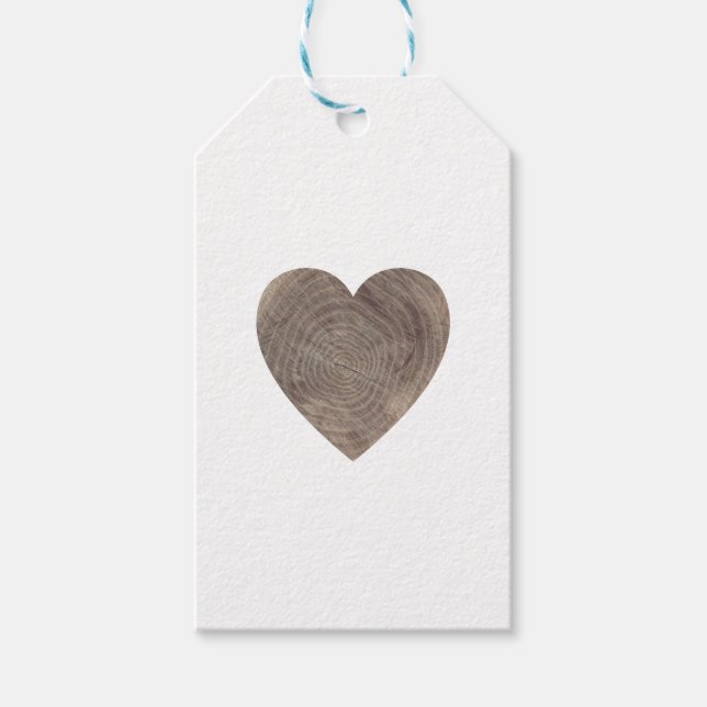 Wood heart rustic wedding favour tag (Front)