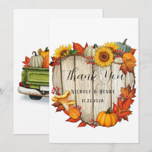 Wood Heart Shape Pumpkin Wedding Thank You Cards