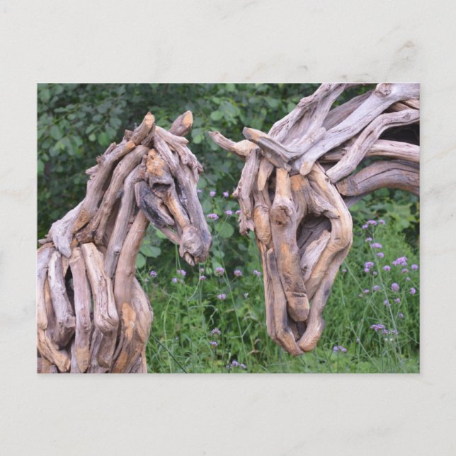 wood horse sculpture postcard (Front)