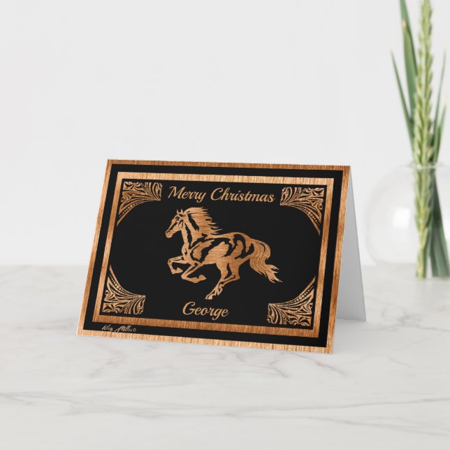 WOOD HORSE SILHOUETTE HOLIDAY CARD (Front)