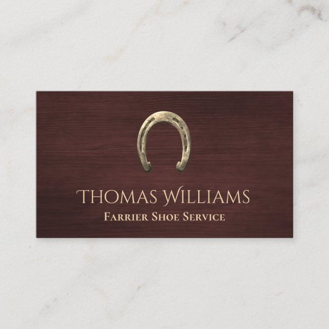 Wood Horseshoe Equestrian Horse Farrier Service Business Card (Front)