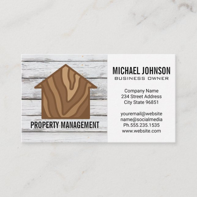Wood House Logo | Wooden Boards Business Card (Front)