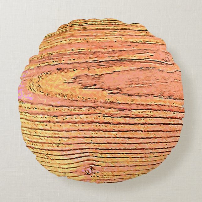 wood imitation rustic and nature lovers round cushion (Front)