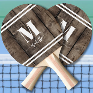 Wood Initial Monogram Ping Pong Paddle