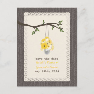 Wood Inspired Can Of Wildflowers Save The Date Announcement Postcard