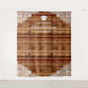 Wood Lace Graduation Photo Background Tapestry