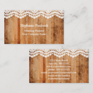 Wood Lace Rustic Country Feminine Business Card