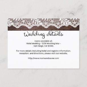 Wood & Lace Wedding Details Enclosure Card
