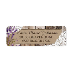 Wood Lavender and Lace Rustic Wedding Label