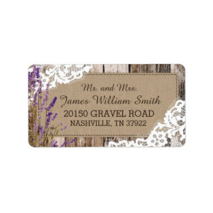 Wood Lavender and Lace Rustic Wedding Label