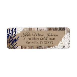Wood Lavender and Lace Rustic Wedding Label