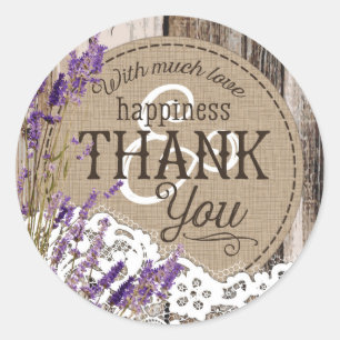 Wood Lavender Lace Rustic Country Wedding Label
