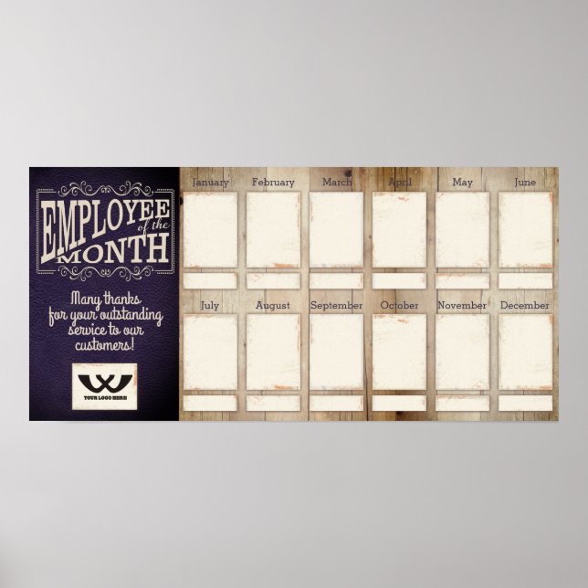 Wood leather employee of the month photo display poster (Front)