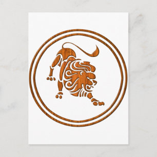 Wood Leo Zodiac Lion Astrology Sign Postcard