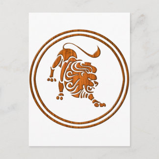 Wood Leo Zodiac Lion Astrology Sign Postcard