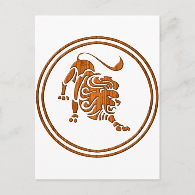 Wood Leo Zodiac Lion Astrology Sign Postcard (Front)