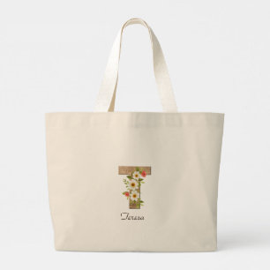 Wood letter T flower monogram retirement Tote Bag