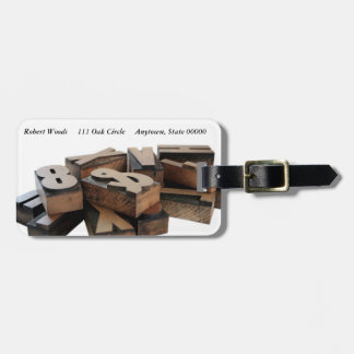 Wood letters luggage tag