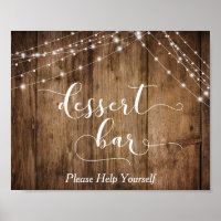 Wood & Lights Dessert Bar Wedding Reception Sign