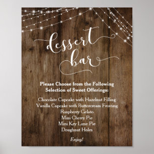 Wood & Lights Dessert Bar Wedding Reception Sign