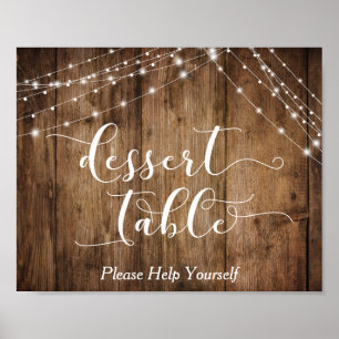 Wood & Lights Dessert Table Calligraphy Sign