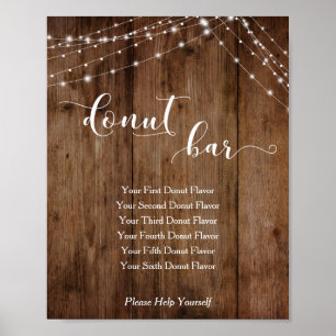 Wood & Lights Doughnut Bar Wedding Reception Sign