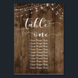 Wood & Lights Table One with Guest Names Card<br><div class="desc">This rustic, elegant wedding and event invitation suite of designs presents some popular wedding design trends combined in a fresh way. With a rich brown wood background and dual strings of twinkling light accents, I've combined a beautiful modern script font to render graphics depicting key words and phrases in the...</div>