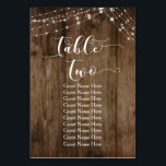 Wood & Lights Table Two with Guest Names Card<br><div class="desc">This rustic, elegant wedding and event invitation suite of designs presents some popular wedding design trends combined in a fresh way. With a rich brown wood background and dual strings of twinkling light accents, I've combined a beautiful modern script font to render graphics depicting key words and phrases in the...</div>